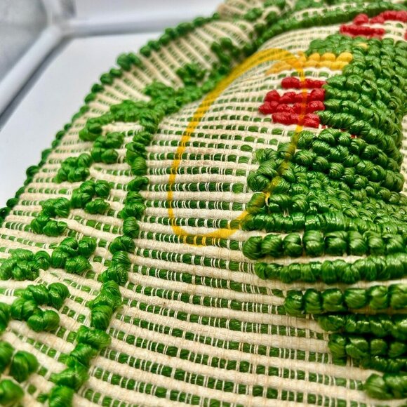 Vintage Woven Rooster‎ Tote Green Portugal 70's Vacation Unique Chicken Boho - Picture 10 of 11